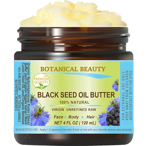 Botanical Beauty BLACK SEED OIL BUTTER 100% Natural Pure Virgin Unrefined Raw for FACE, SKIN, BODY, HAIR, NAILS, DRY SKIN. Organic Black Seed Oil Beauty & Personal Care Botanical Beauty