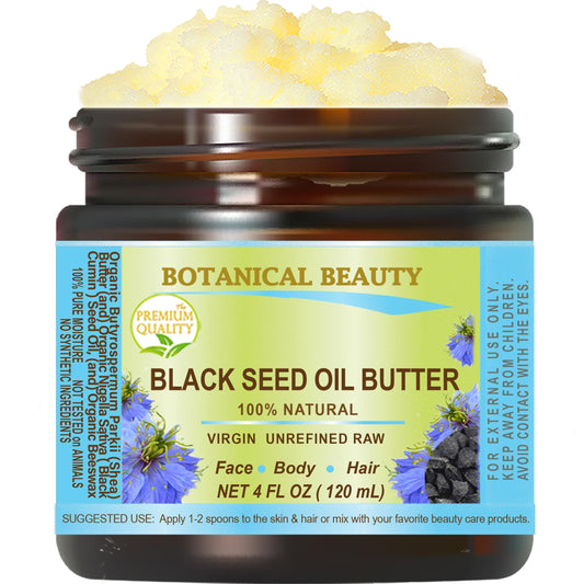 Botanical Beauty BLACK SEED OIL BUTTER 100% Natural Pure Virgin Unrefined Raw for FACE, SKIN, BODY, HAIR, NAILS, DRY SKIN. Organic Black Seed Oil Beauty & Personal Care Botanical Beauty