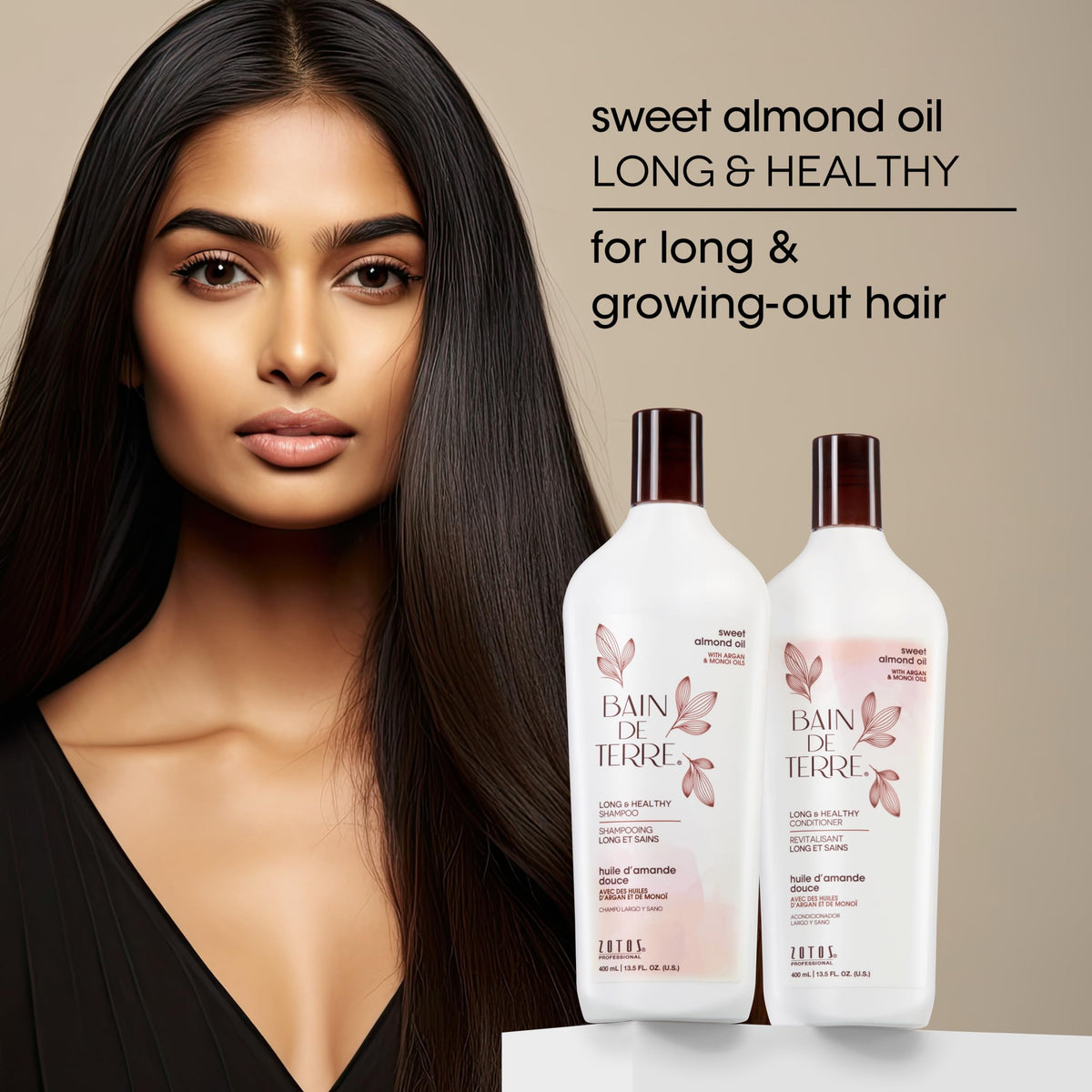 Bain de Terre Sweet Almond Oil Long & Healthy Conditioner, Strength & Protection for Weak, Damaged Hair, with Argan & Monoi Oils, Paraben-Free Beauty & Personal Care Bain de Terre