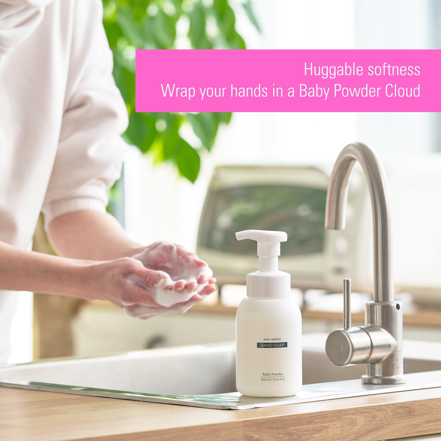 MAY MEDIC Baby Powder Double Scented Foaming Hand Soap, Moisturizing Foam with Fig and Pomegranate Extract, Vegan Wash for Bathroom and Kitchen, 10.14 Beauty & Personal Care MAY MEDIC