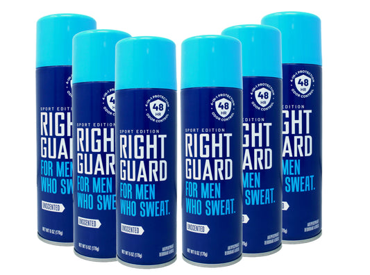 Right Guard For Men Who Sweat Unscented 48Hr Antiperspirant & Deodorant, 6 oz Aerosol, 6-Pack Beauty and Personal Care Right Guard
