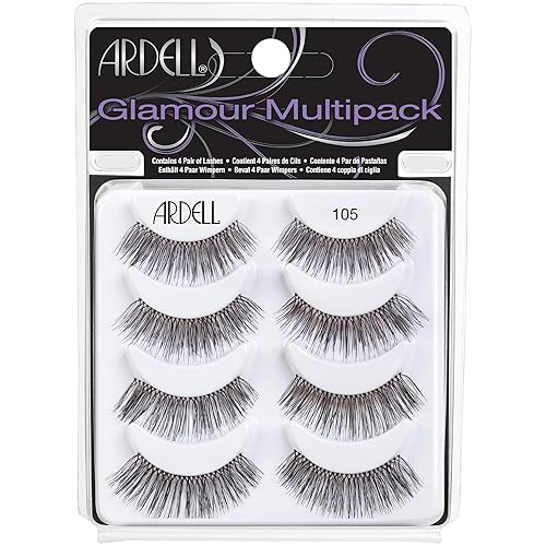 Ardell False Eyelashes Glamour Multipack 105 - Lightweight, Natural Looking Strip Lashes, Reusable Fake Lashes, 4 Pairs, 1 Pack Beauty & Personal Care Ardell