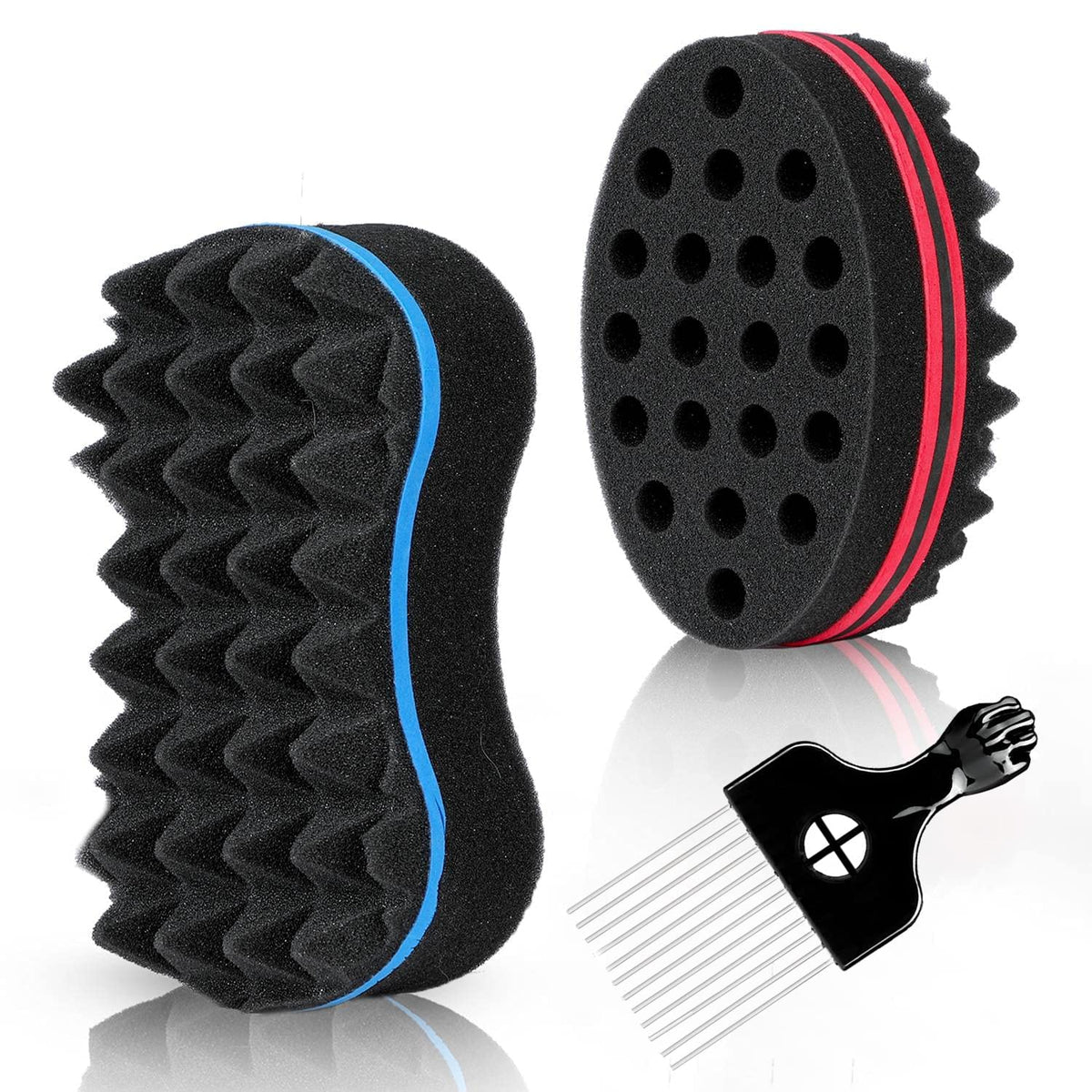 Supaze 3Pcs Hair Styling Set for All - Curl Brush, Twist Sponge for Textured Hair with Metal Pick Beauty & Personal Care Supaze