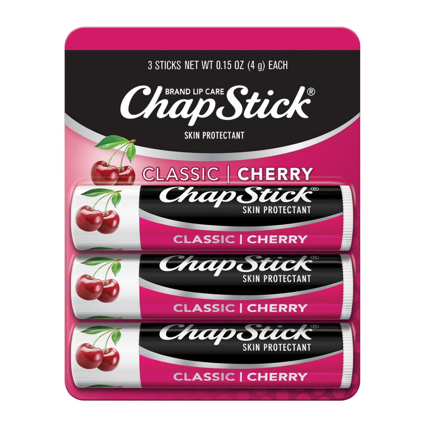 ChapStick Classic Cherry Lip Balm Tubes for Lip Care - 0.15 Oz (Pack of 3) Beauty & Personal Care ChapStick