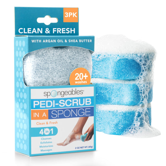 Spongables Pedi Scrub Foot Exfoliating 20+ Wash Sponge, Clean & Fresh, 3 Count Beauty and Personal Care Spongeables Default Title