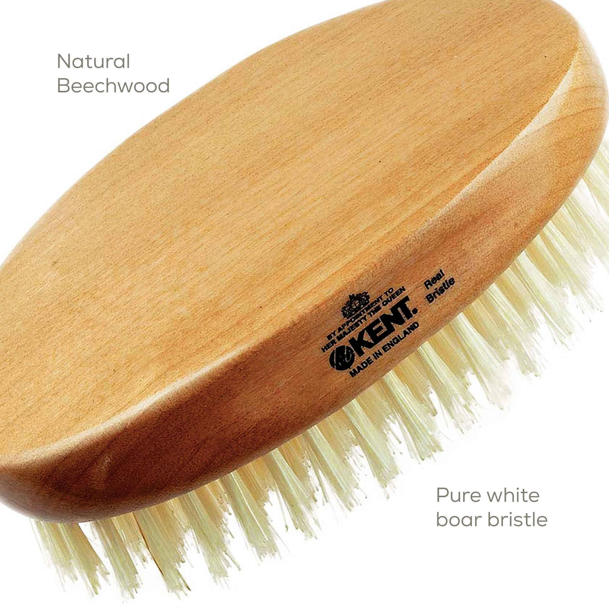 Kent BB Military Wave Hair Brush - 100% Natural Boar Bristle, Scalp Brush for Men's Grooming, Thinning Hair, Mustache and Beard Brush for Men Made in