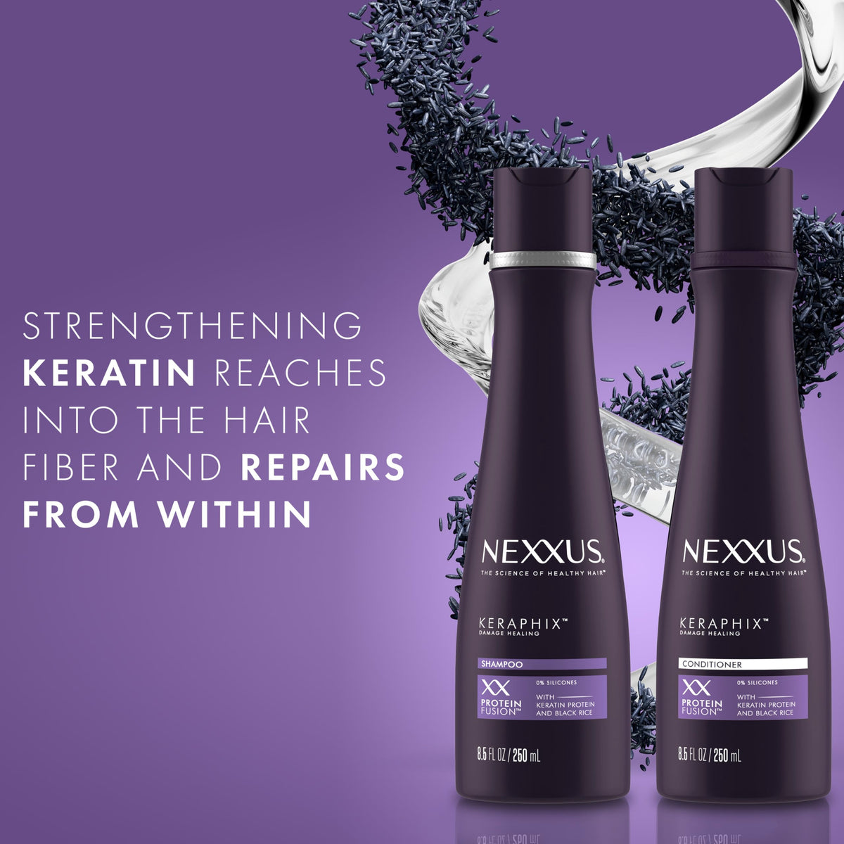 Nexxus KERAPHIX Shampoo for Damage Repair for Damaged Hair Powered by KRT Keratin Resistance Therapy with Liquid Crystal Amino Acids 8.5 oz