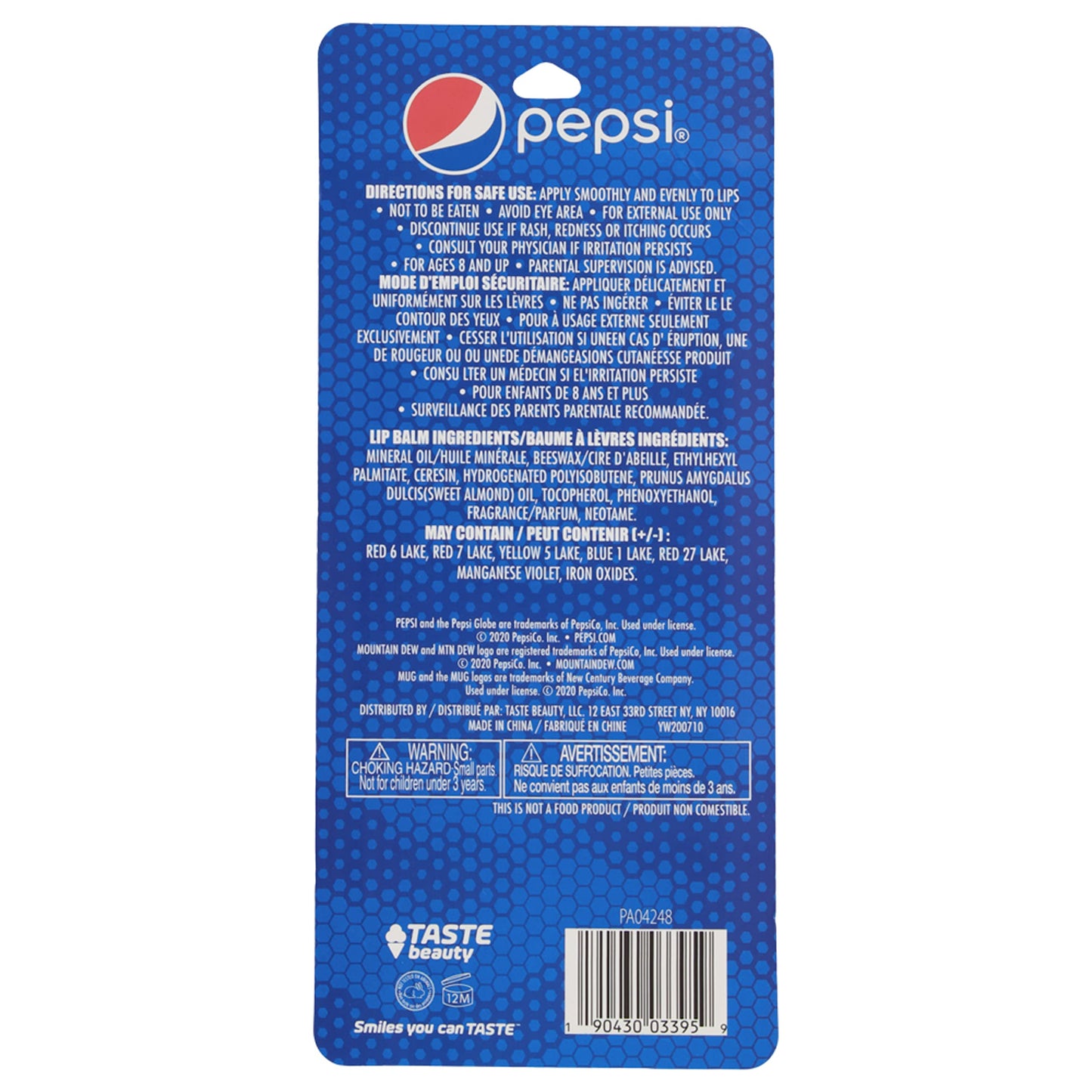 Taste Beauty Pepsi 8 Pack Lip Balm (Pepsi Cherry Vanilla, Mountain Dew, Mug, Pepsi Wild Cherry, Classic Pepsi, Mountain Dew White and Live Wire, Diet Beauty and Personal Care Taste Beauty