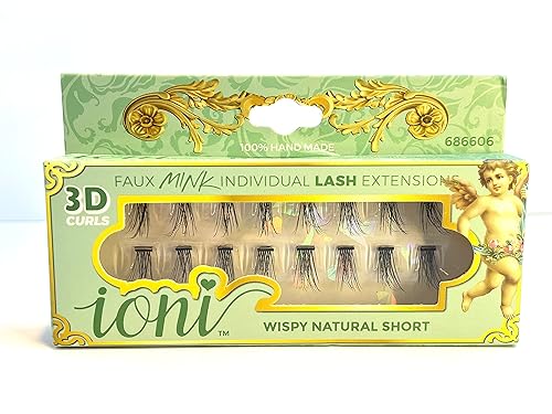 Ioni Cosmetics Faux Mink Individual Lash Extensons 3-STRAND Natural-Short, Black Beauty & Personal Care IONI