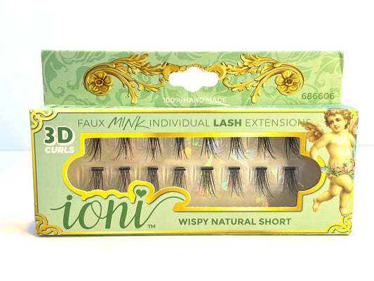 Ioni Cosmetics Faux Mink Individual Lash Extensons 3-STRAND Natural-Short, Black Beauty & Personal Care IONI