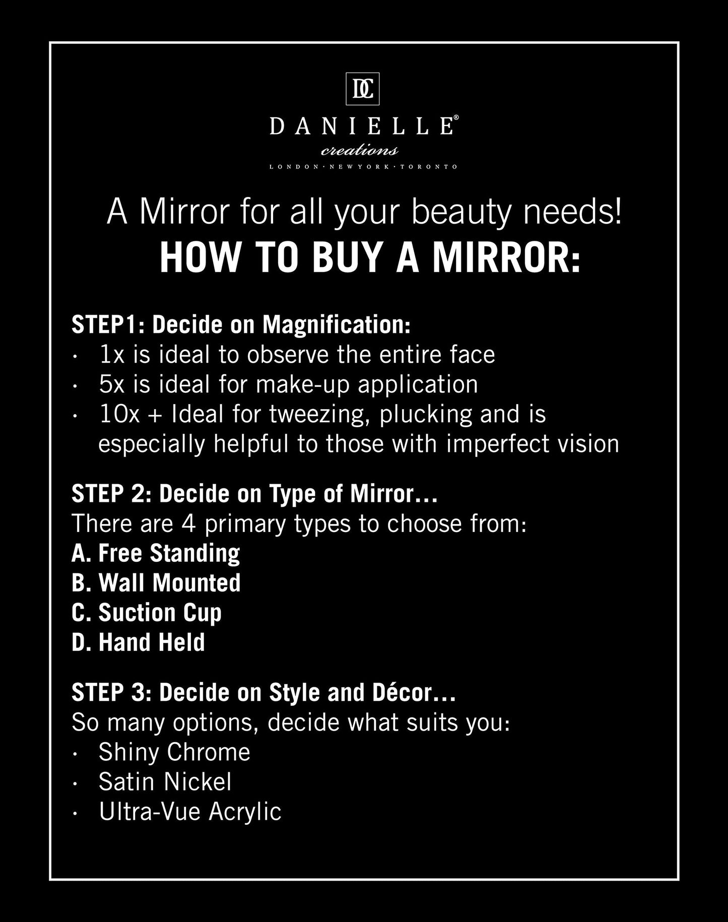 Danielle Midnight Matte Round Vanity Mirror Beauty & Personal Care DC DANIELLE