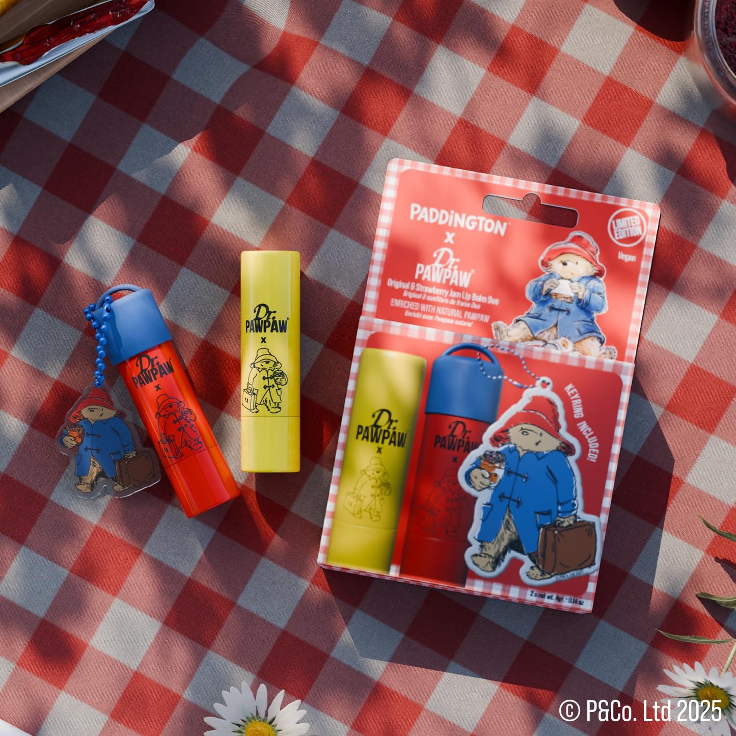 Dr. PawPaw Paddington Lip Balm Duo with Keyring - Original, Strawberry - Natural Balm with Aloe Vera - Gluten Free Lip Moisturizer to Hydrate - 2 pc Beauty and Personal Care Dr. PAWPAW ORIGINAL BALM