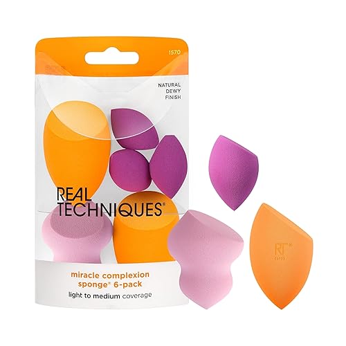 Real Techniques Miracle Complexion Assorted Beauty Sponges Makeup Blender, For Blending & Sculpting, Full Coverage, Professional Makeup Tool, Cruelty Beauty & Personal Care Real Techniques