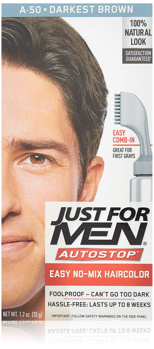 Just For Men Auto Stop Hair Color - Darkest Brown A-50 Just For Men Hair Color Men 1 Application (Pack of 3) Beauty & Personal Care Just for Men
