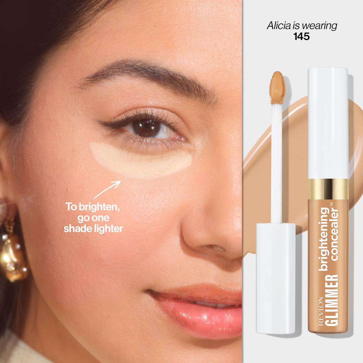 Revlon Glimmer Brightening Concealer, Liquid Under Eye Makeup, Made with Caffeine, Vitamin C, & Stevioside, 145, 0.3 fl oz Beauty & Personal Care REVLON