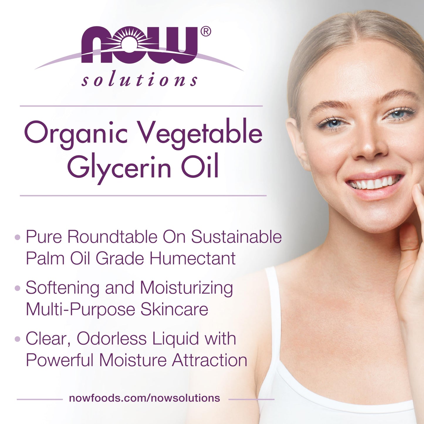 NOW Foods Solutions, Organic Vegetable Glycerin Oil, 100% Pure, Softening and Moisturizing Multi-Purpose Skin Care, 8-Ounce Beauty & Personal Care NOW Foods