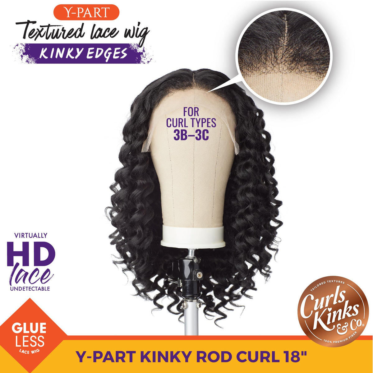 Sensationnel Curls Kinksandco Kinkyedges Wig-Kinky Rod Curl 18 Inch, F1B/BG
