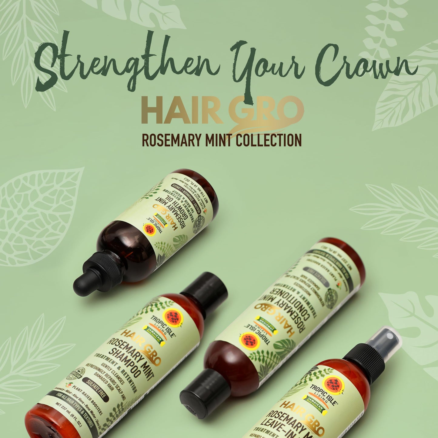 Hair Gro Rosemary Mint Shampoo & Conditioner Set - Jamaican Black Castor Oil Blend. Gently Cleanse, Moisturize, Refresh Scalp & Repair Damaged Hair Beauty & Personal Care Tropic Isle Living