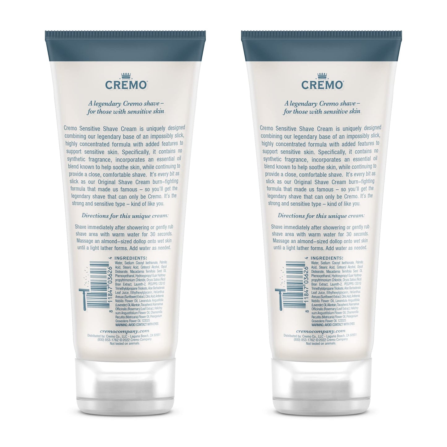 Cremo Sensitive Shave Cream (2 Pack), Astonishingly Superior Ultra-Slick Shaving Cream for Men, Fights Nicks, Cuts And Razor Burn, 6 Fl Oz Beauty and Personal Care Cremo