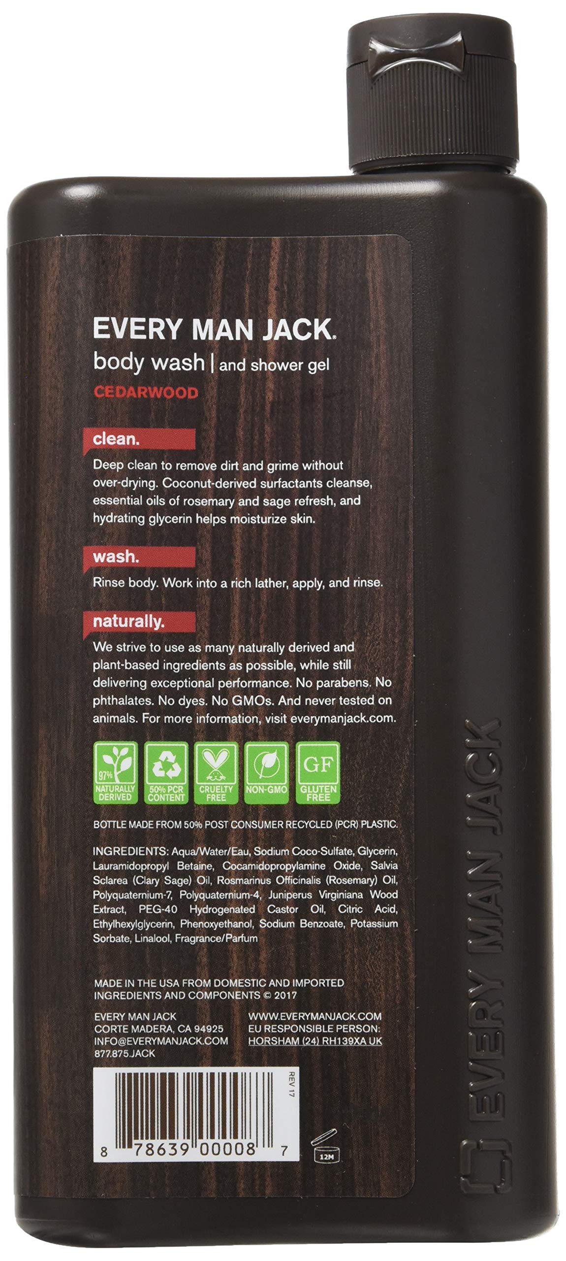Every Man Jack Body Wash, Cedarwood, 16.9 Fl Oz, Pack of 2 Beauty & Personal Care EVERY