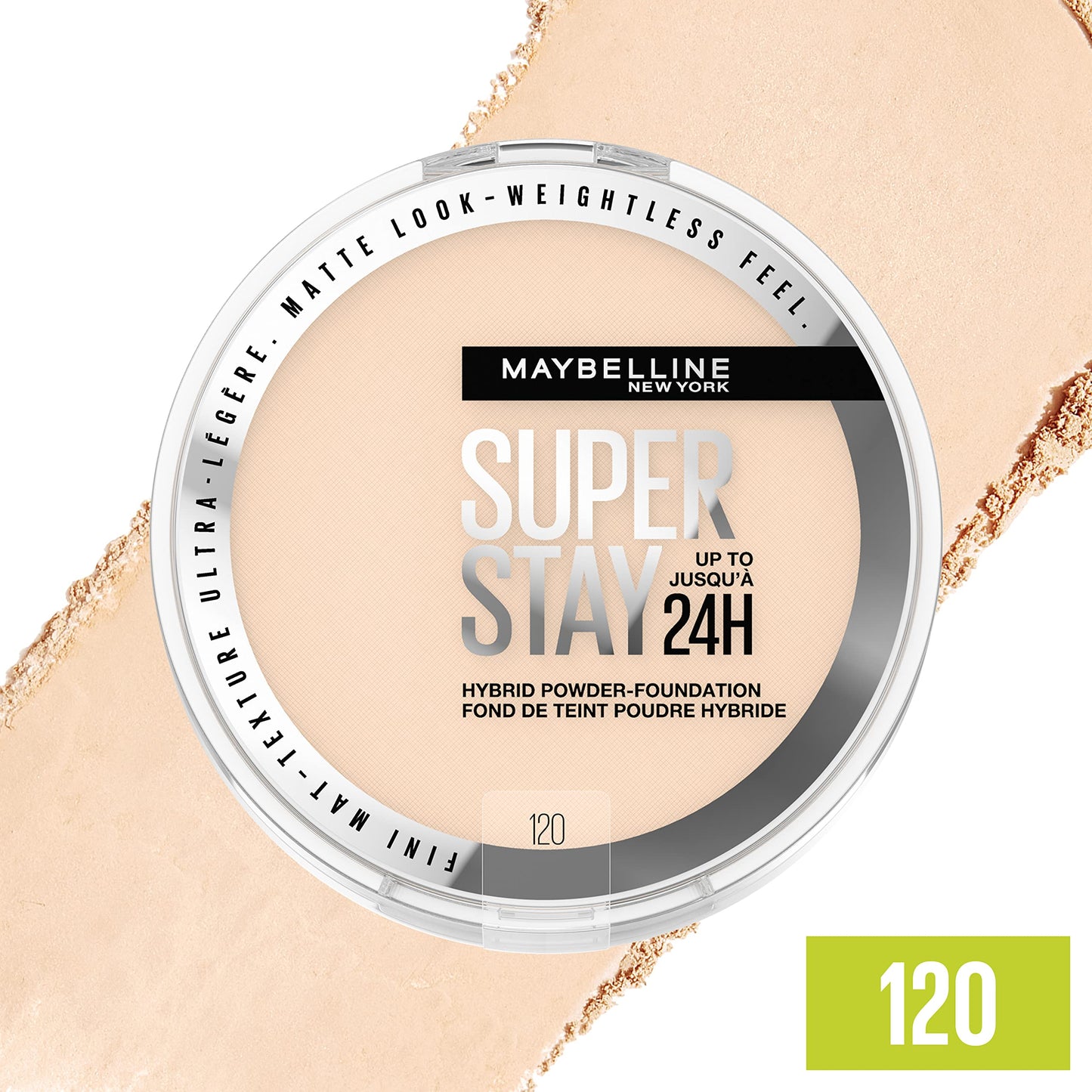 Maybelline Super Stay Up to 24HR Hybrid Powder-Foundation, Medium-to-Full Coverage Makeup, Matte Finish, 120, 1 Count Beauty & Personal Care MAYBELLINE