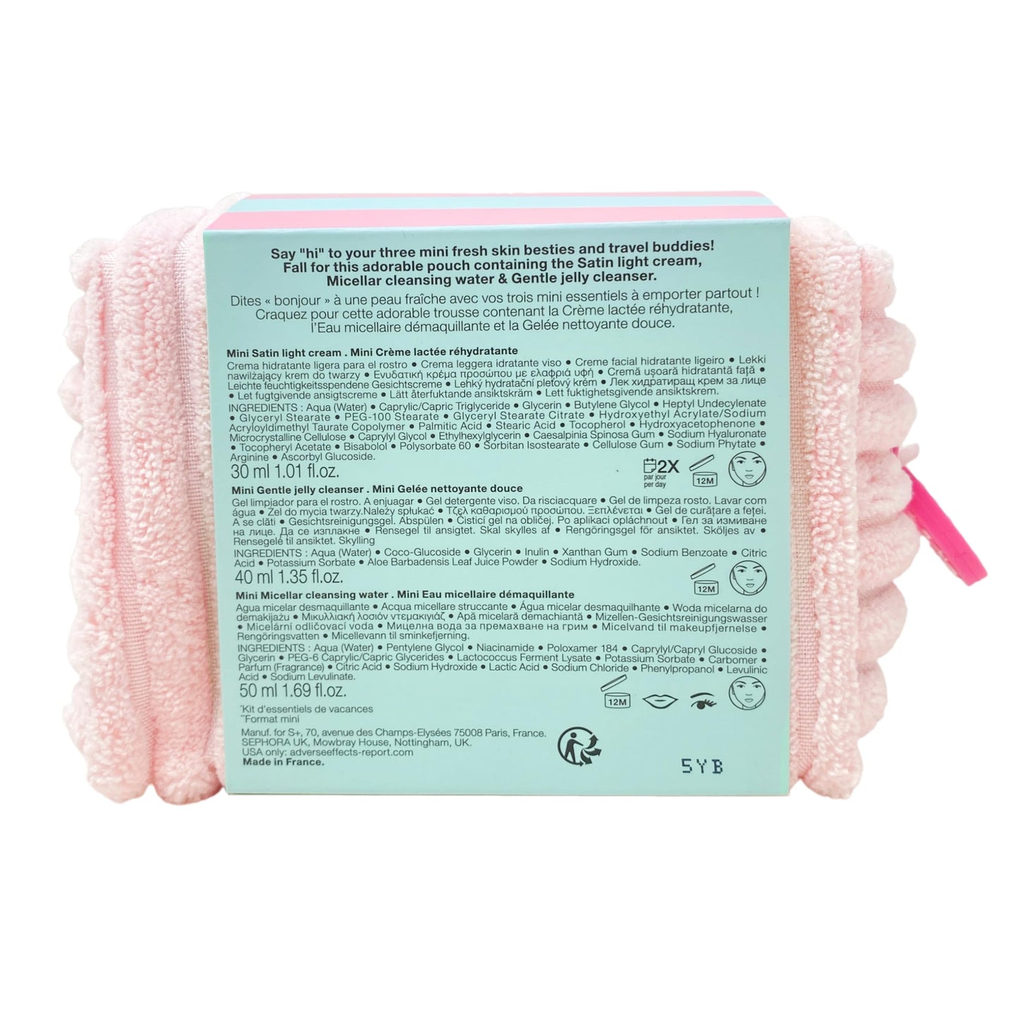 Sephora Collection Getaway Mini Essentials Set with Pouch - Satin Cream, Micellar Water & Jelly Cleanser - Travel Size Skincare Beauty & Personal Care SEPHORA