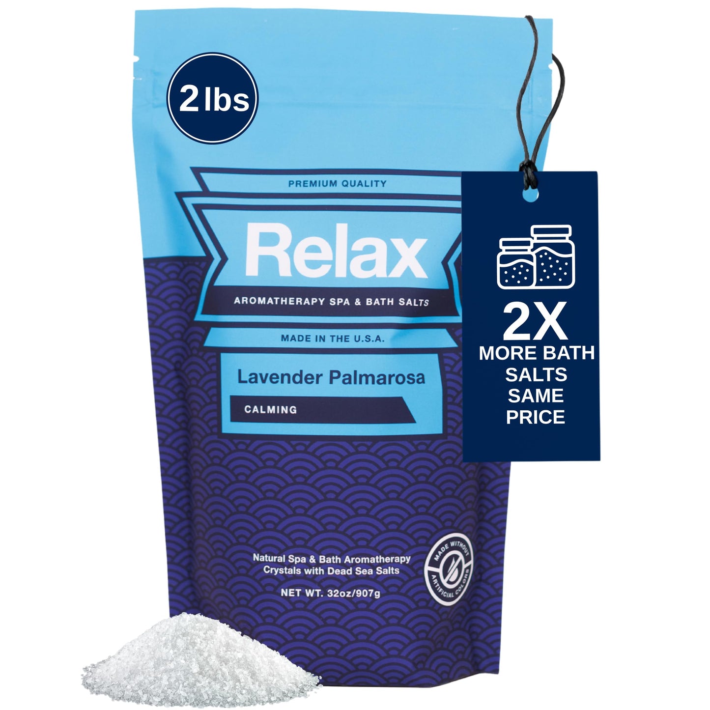 Relax Spa & Bath Aromatherapy Bath Salts for Hot Tub, Bath, or Spa, 2LB Bag Infused with Magnesium, Bath Salt for Soaking, Lavender Palmarosa Scent Beauty and Personal Care Relax Spa & Bath