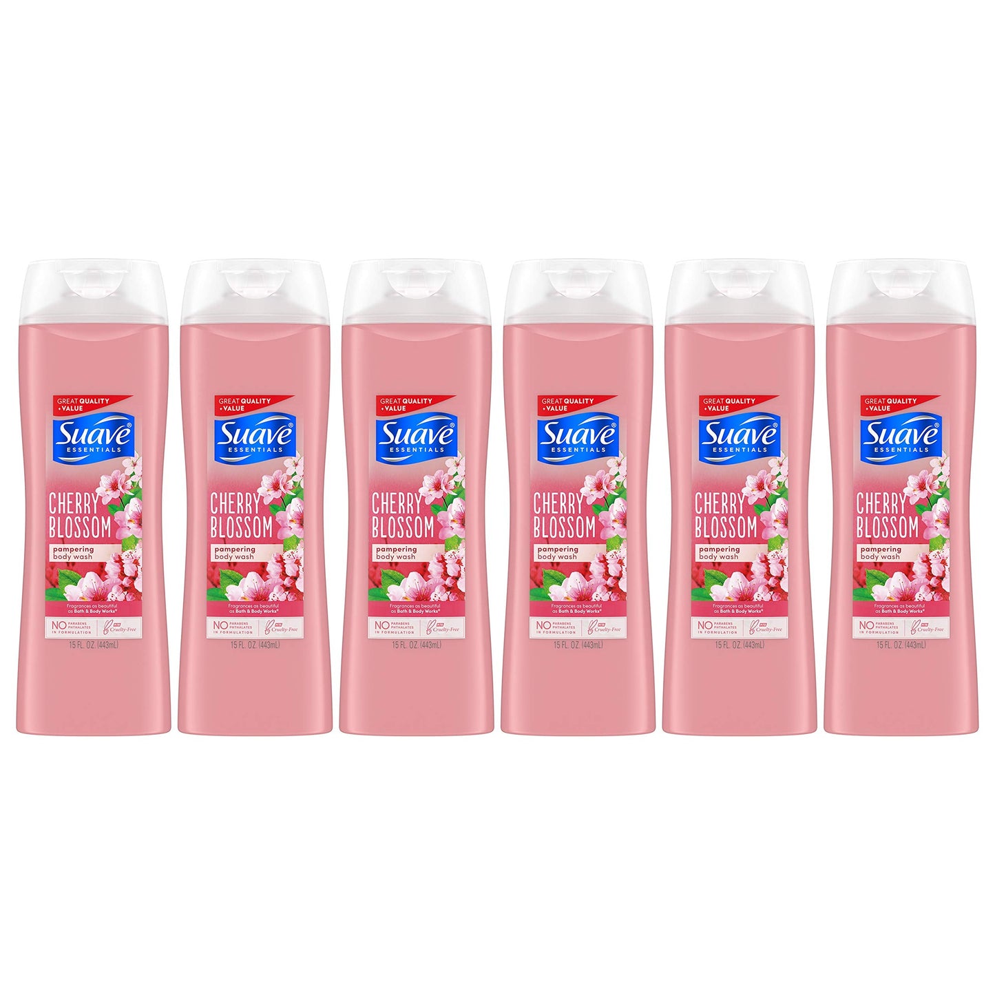Suave Essentials Body Wash, Cherry Blossom, Packaging May Vary, 15 Fl Oz, Pack of 6 Beauty & Personal Care Suave