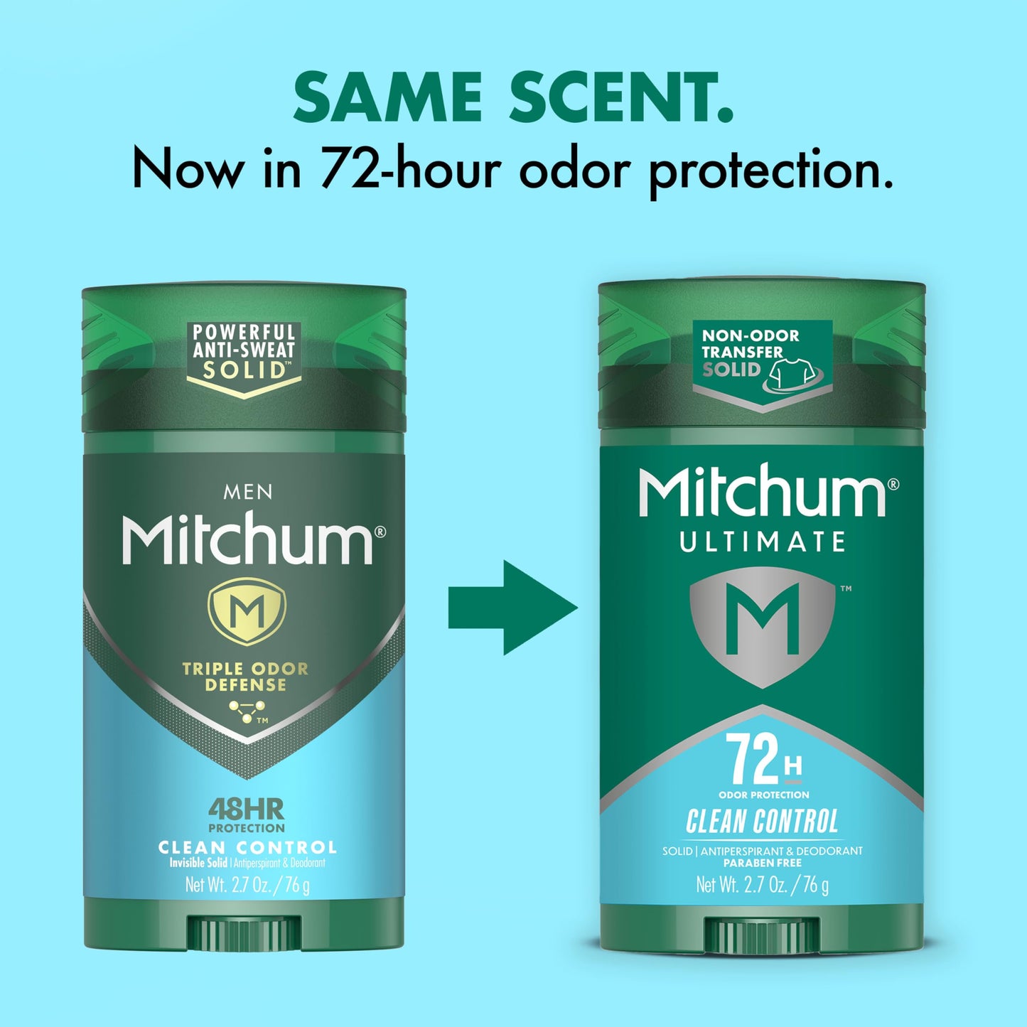 Mitchum Ultimate 72HR Odor Protection Men’s Antiperspirant & Deodorant, Long-Lasting Freshness, Invisible Solid, No White Residue Left on Skin, Clean Beauty and Personal Care Mitchum