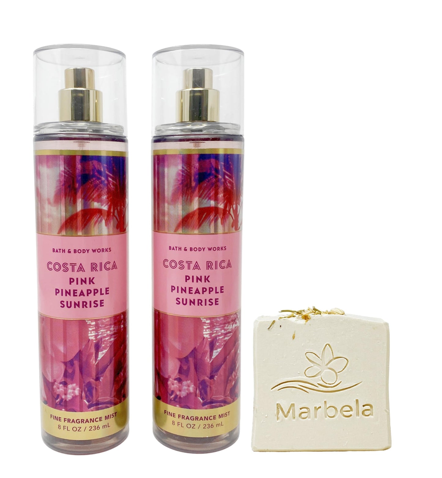 Bath & Body Works Costa Rica Pink Pineapple Sunrise - Pack of Two - Fragrance Mist With Wild Jasmine Soap. Beauty & Personal Care Bath & Body Works