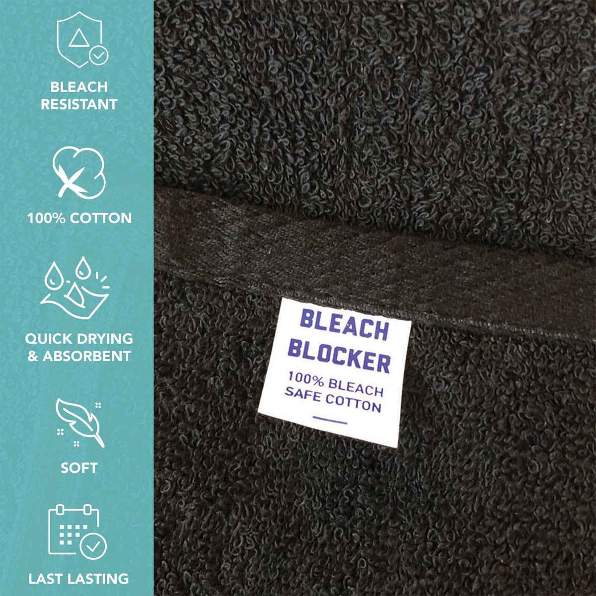 Arkwright Bleach Resistant Salon Towels 12 Pack - 100% Cotton Hair Towels, Soft, Absorbent, Quick Dry Spa & Barber Towels for Hair Stylist, Nail Salon