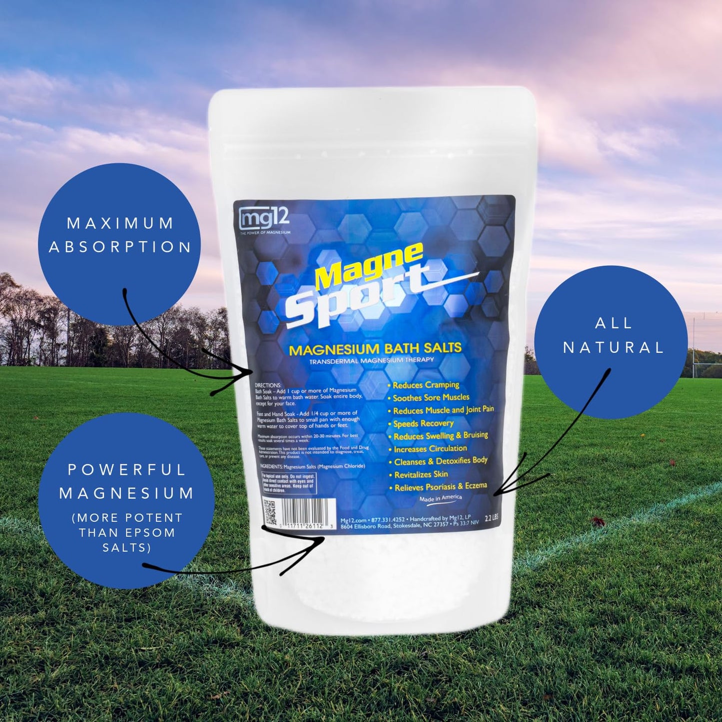MagneSport Magnesium Bath Salts - Improved Recovery for Peak Performance (2.2 lbs) Beauty and Personal Care MG12 THE POWER OF MAGNESIUM