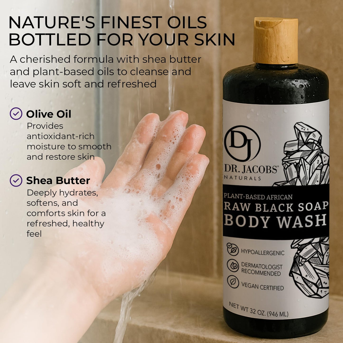Dr Jacobs Naturals Authentic African Raw Black Soap, All-In-One Cleanser for Face Wash, Sensitive Skin Body Wash, Shampoo, Shaving Soap | Shea Butter Beauty & Personal Care DR.JACOBS NATURALS