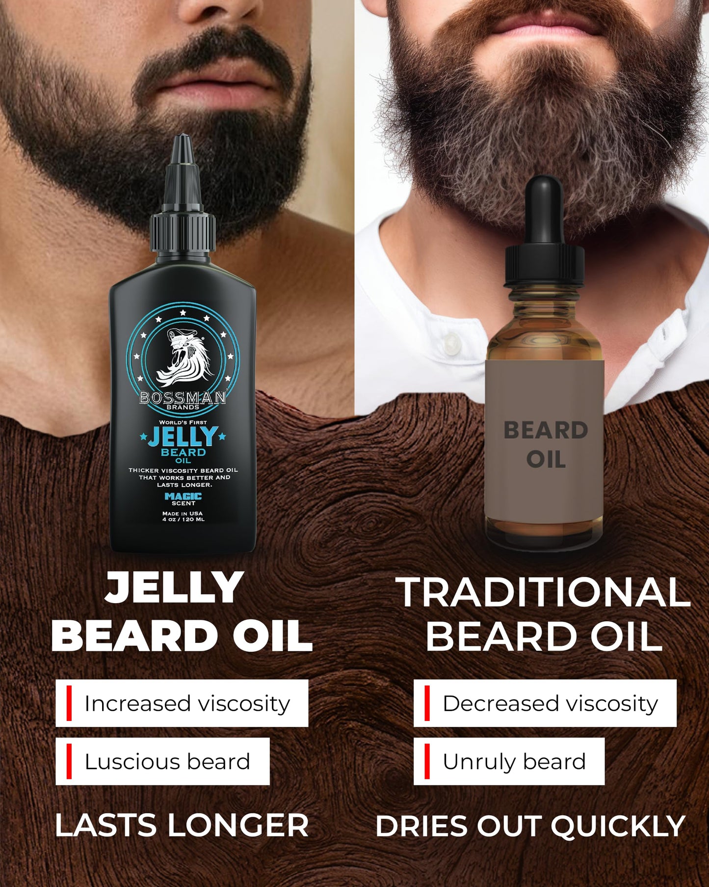 Bossman Jelly Beard Oil for Men (4 oz, Magic Scent) - Softens, Moisturizes & Conditions with Natural Ingredients Beauty & Personal Care Bossman