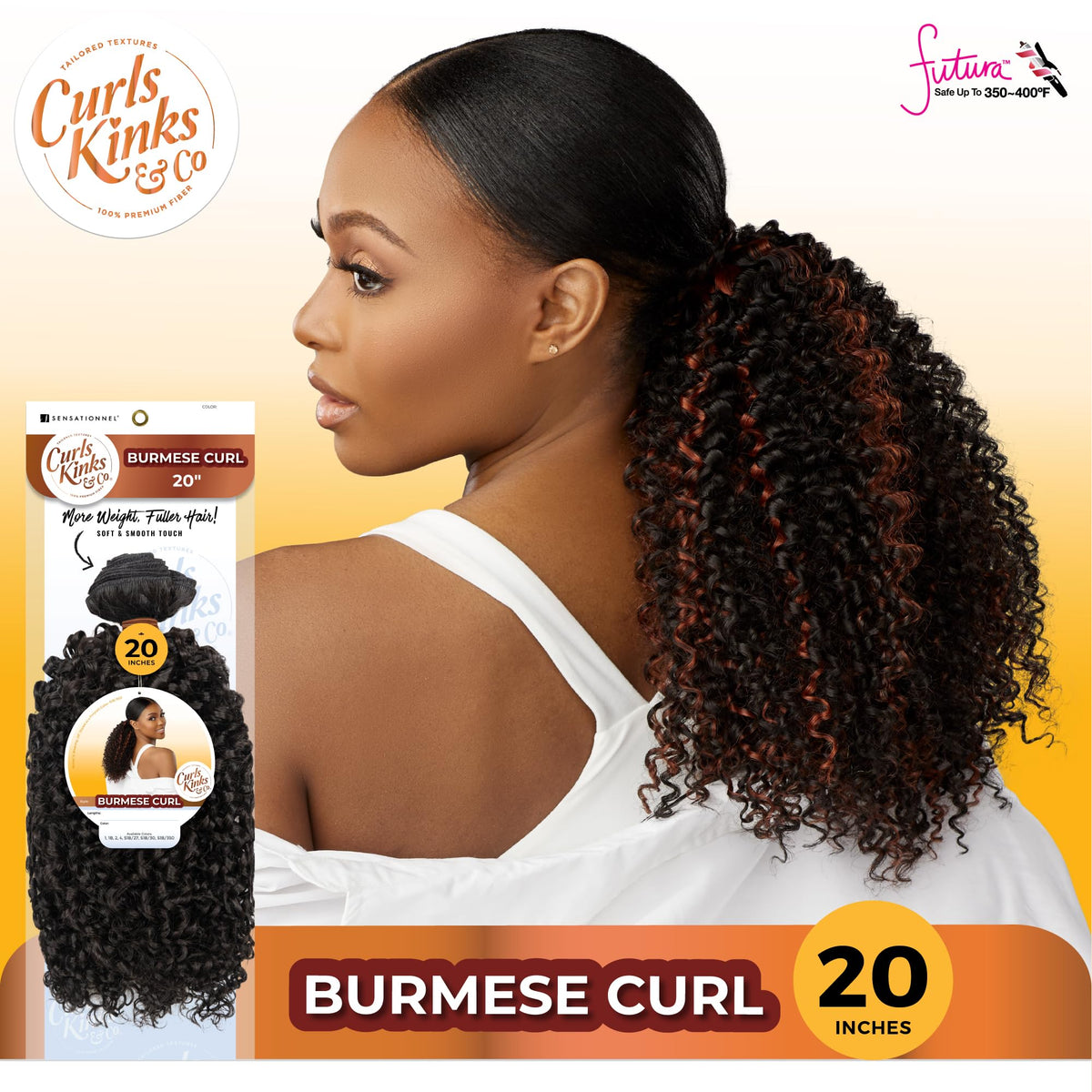Sensationnel CKCO Synthetic Bundle-Burmese Curl,1 pack 20 inch, 1 JETBLACK