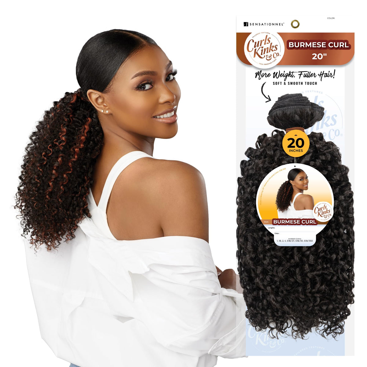 Sensationnel CKCO Synthetic Bundle-Burmese Curl,1 pack 20 inch, 1 JETBLACK