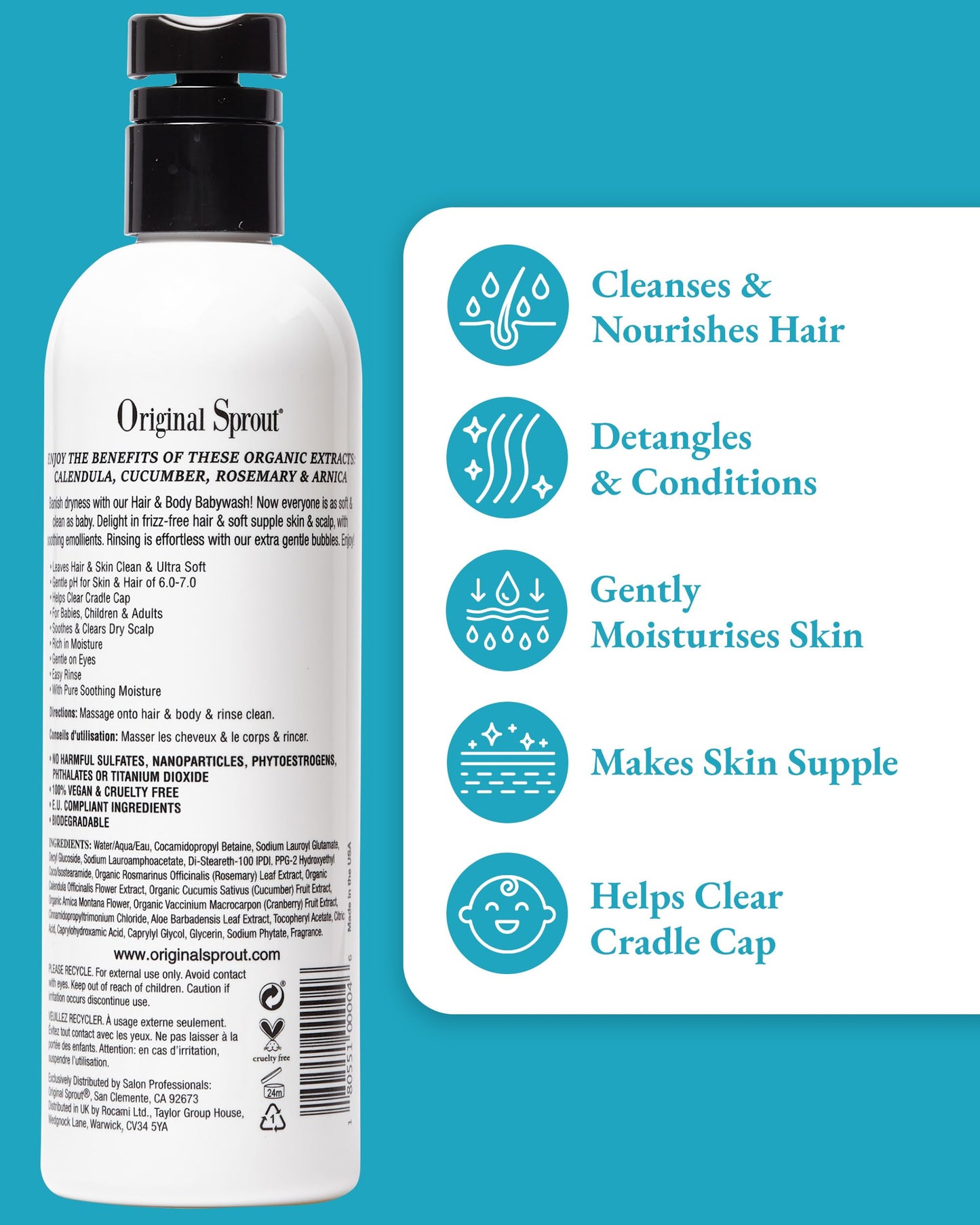 Original Sprout Hair and Body Baby Wash. Organic Vegan Baby Shampoo and Body Wash for Sensitive Skin. 12 ounce (Packaging May Vary) Beauty & Personal Care Original Sprout