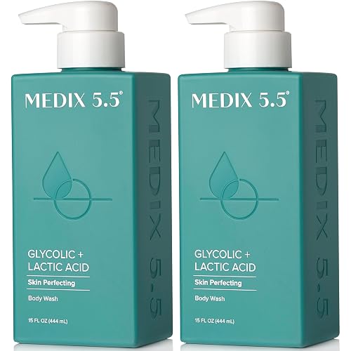 MEDIX 5.5 Glycolic Acid + Lactic Acid Exfoliating Body Wash Gel | KP Bump Eraser | AHA Exfoliant Skin Care Body Cleanser | Keratosis Pilaris & Acne | Beauty & Personal Care Medix 5.5