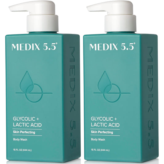 MEDIX 5.5 Glycolic Acid + Lactic Acid Exfoliating Body Wash Gel | KP Bump Eraser | AHA Exfoliant Skin Care Body Cleanser | Keratosis Pilaris & Acne | Beauty & Personal Care Medix 5.5