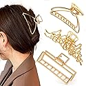 Mehayi 3 PCS Large Gold Metal Hair Claw Clips for Women Girls, Cute Alloy Big Hair Clamps Strong Hold for Thick Thin Hair, Fashion Hair Accessories Beauty & Personal Care Mehayi