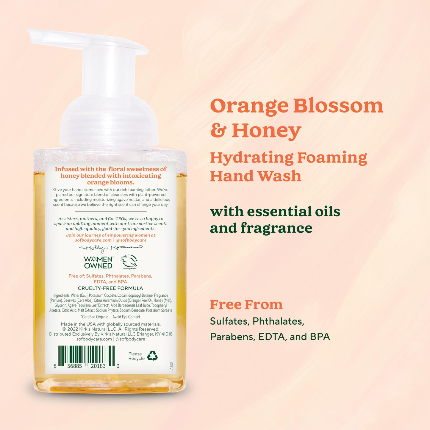 South Of France SoF Hydrating Foaming Hand Wash - With Organic Agave Nectar & Coconut Oil- Vegan & Non GMO- Free From Phthalates, Sulfates & Parabens Beauty & Personal Care South Of France