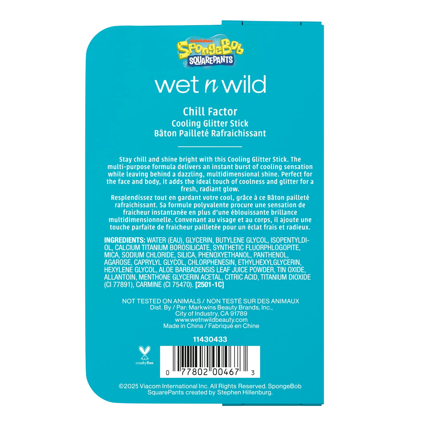 wet n wild Spongebob Cooling Glitter Stick, Shimmering Opal Glow for Face & Body, Puffiness-Reducing Stick - Chill Factor Beauty & Personal Care wet n wild