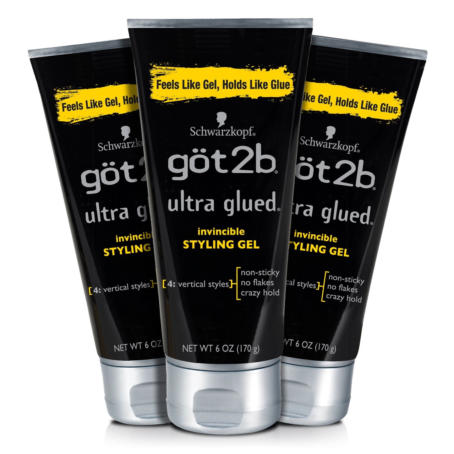 Got2b Ultra Glued Invincible Styling Hair Gel, 6 oz (Count of 3) Beauty & Personal Care Got2B