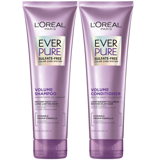 L'Oreal Paris Volume Sulfate Free Shampoo and Conditioner for Color-Treated Hair, EverPure, 8.5 Fl Oz (Set of 2) Beauty & Personal Care L'Oreal Paris