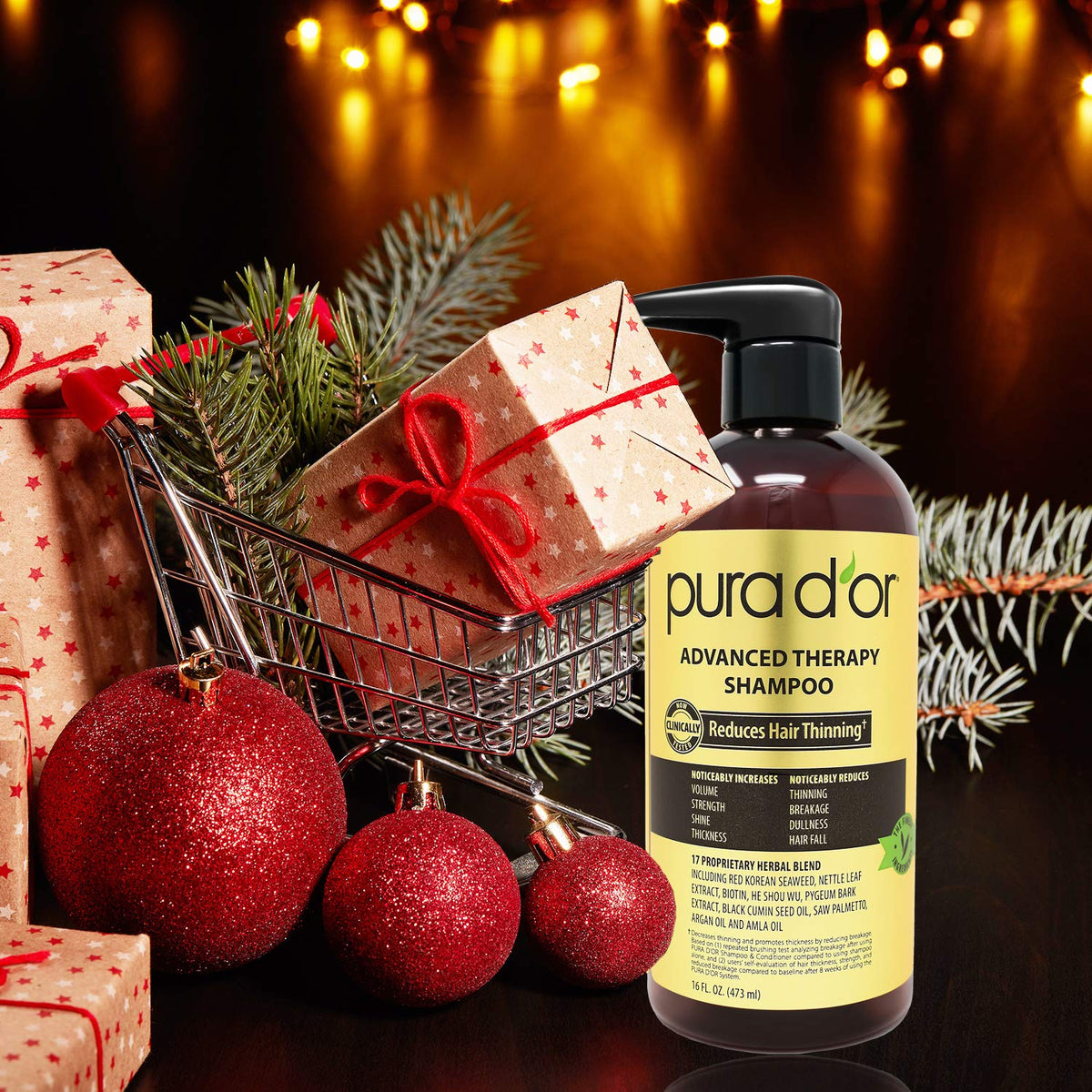 PURA D'OR 16 Oz Advanced Therapy Shampoo Reduces Hair Thinning & Increases Volume, No Sulfate, Biotin Shampoo Infused with Argan Oil, Aloe Vera Beauty & Personal Care PURA D'OR