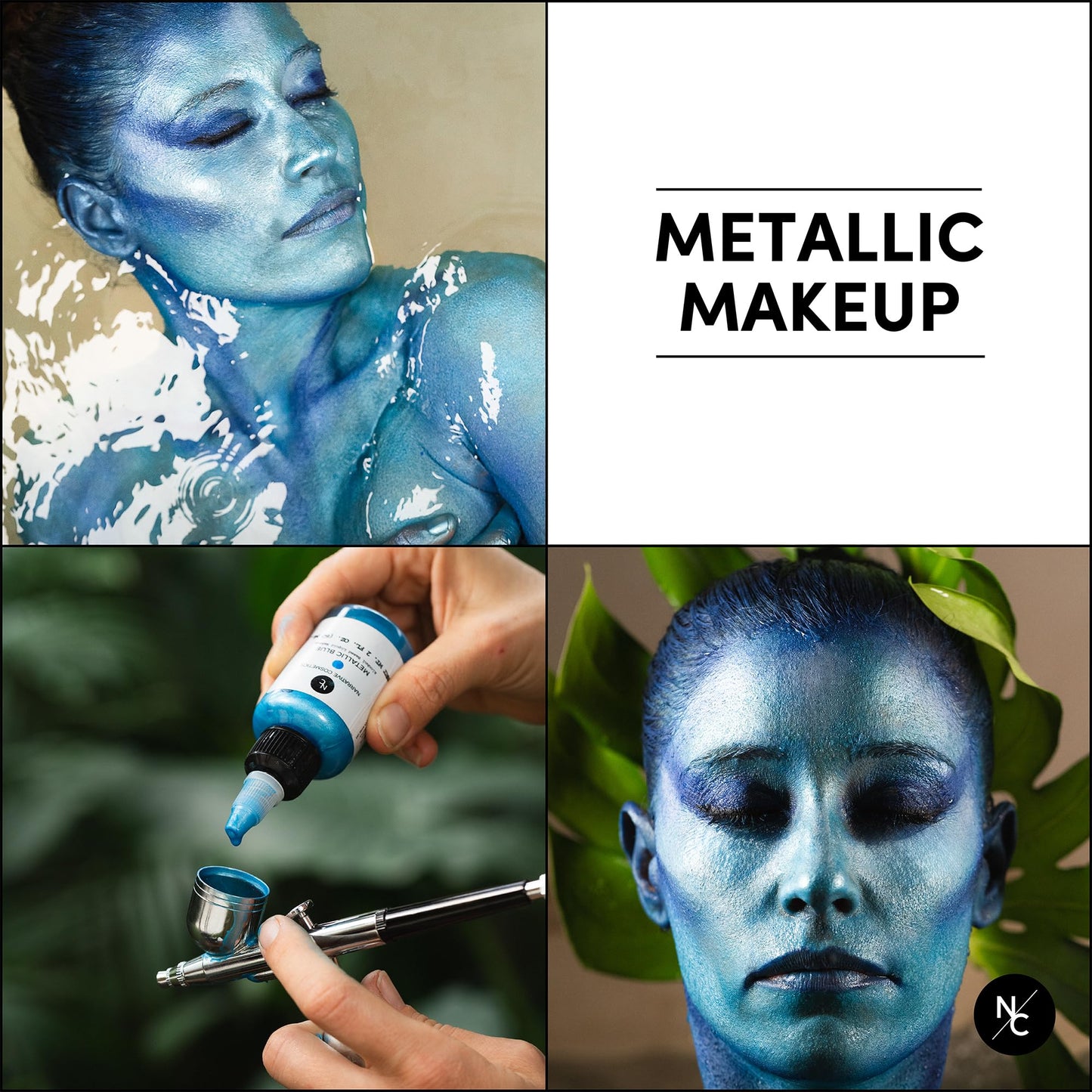 Narrative Cosmetics Metallic Alcohol Airbrush Paints - 2 fl oz, Skin Safe, Quick Dry, Waterproof, Sweatproof, Transferproof Liquid Makeup Beauty & Personal Care Narrative Cosmetics