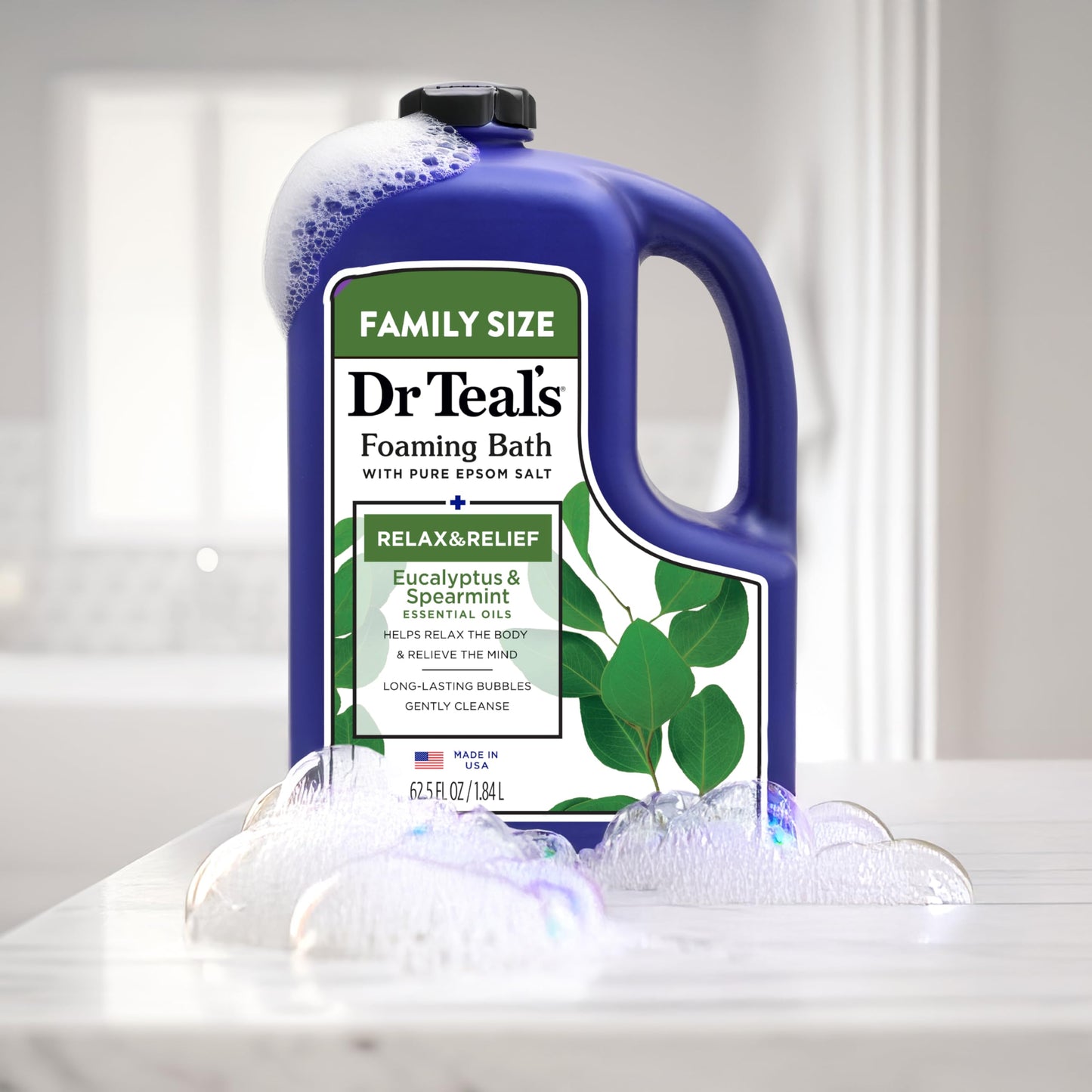 Dr Teal's Foaming Bath with Pure Epsom Salt, Relax & Relief with Eucalyptus & Spearmint, 62.5 fl oz Beauty and Personal Care Dr Teal's
