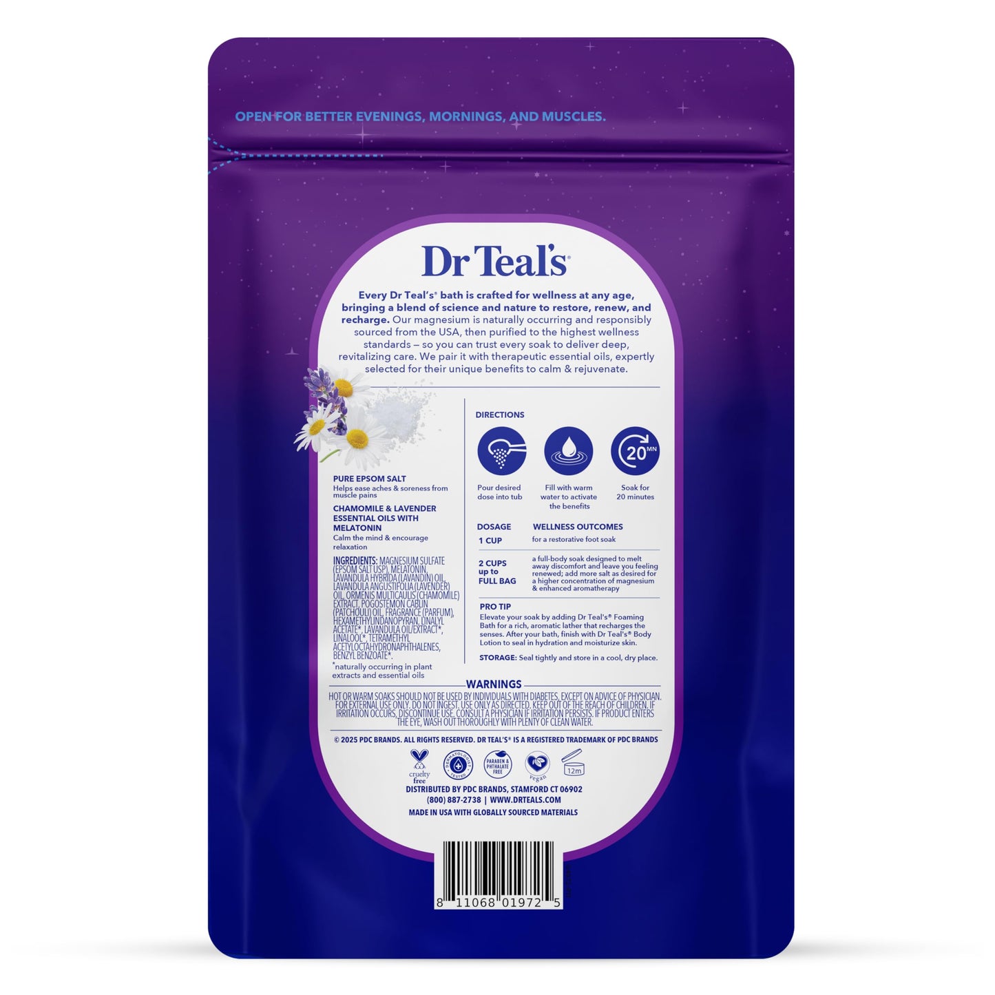 Dr Teal's Epsom Salt Magnesium Soak, Sleep Blend with Melatonin, Lavender & Chamomile Essential Oils, 3 lbs Beauty and Personal Care Dr Teal's