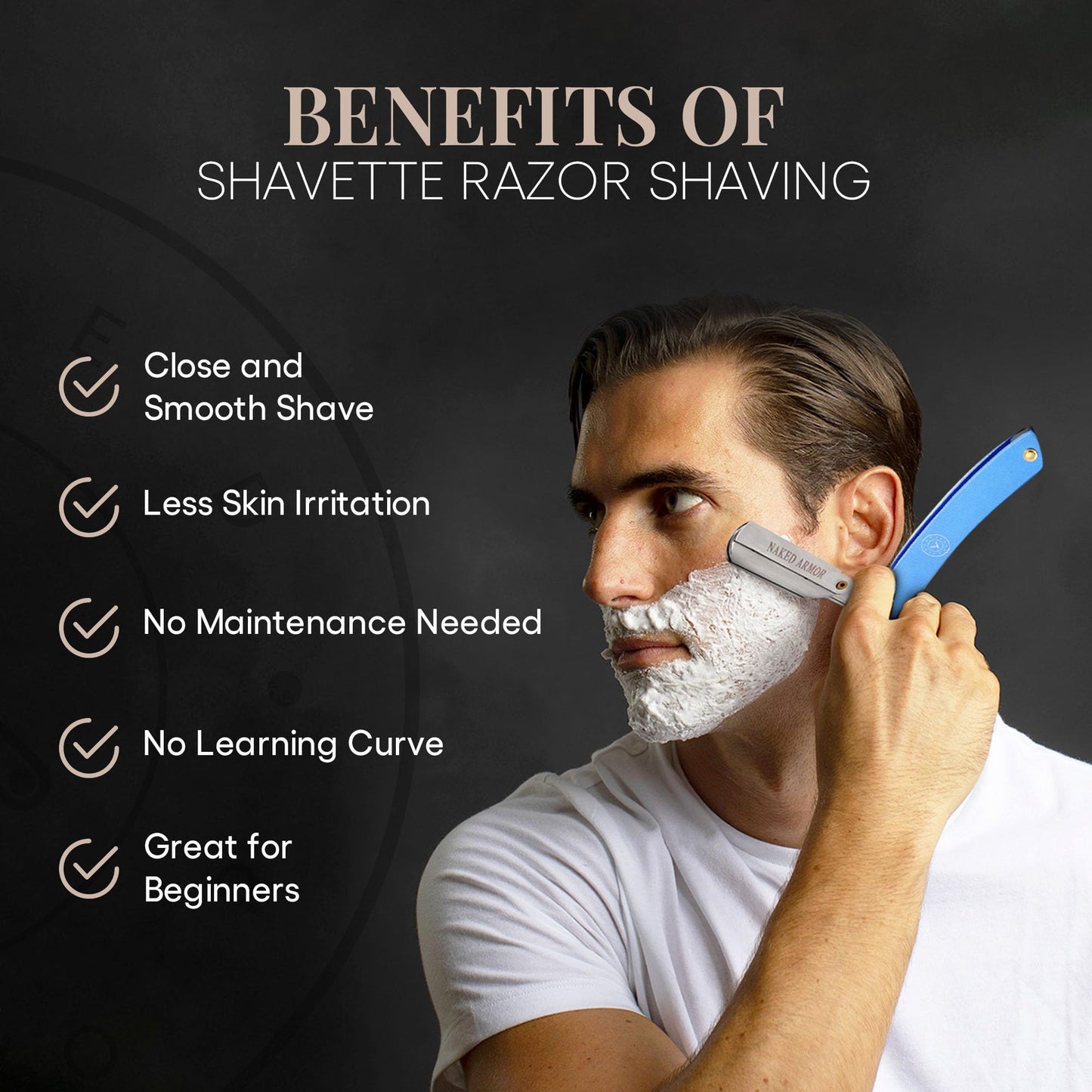 Best Shavette Straight Razor - Replaceable Blade Straight Razor, Metal Handle Shavette, No Stropping or Honing Needed, Great For Beginners, Starter Beauty and Personal Care Naked Armor