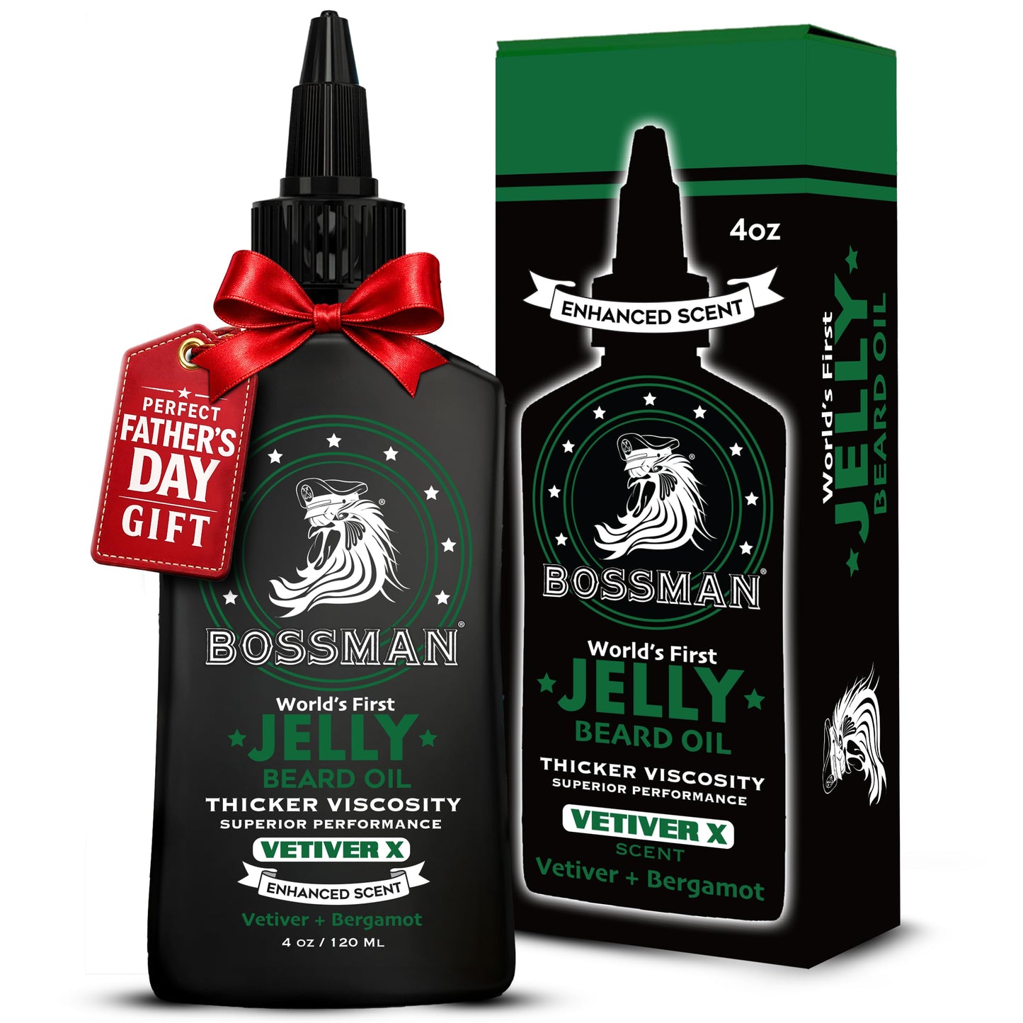 Bossman Jelly Beard Oil for Men (4 oz, Vetiver X Scent) - Softens, Moisturizes & Conditions with Natural Ingredients Beauty and Personal Care Bossman